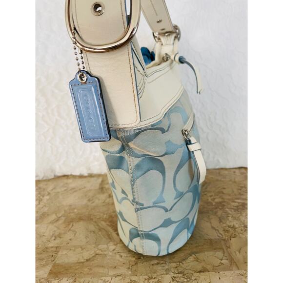 COACH F13358 Bleecker canvas blue Duffle Bucket shoulder convertible crossbody - Picture 5 of 10